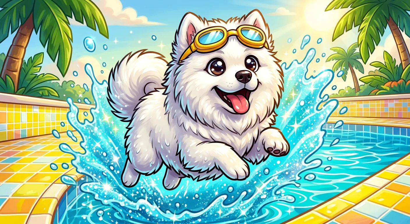 White dog beach mascot
