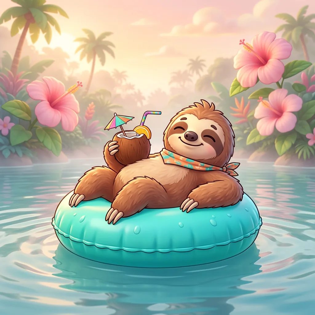 Sloth character with drink
